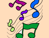 Coloring page Musical notes on the scale painted byEva