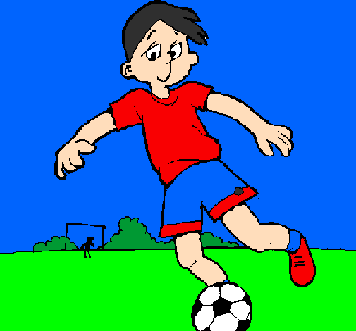 Coloring page Playing football painted by-levi