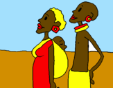 Coloring page Family from Zambia painted byEDO