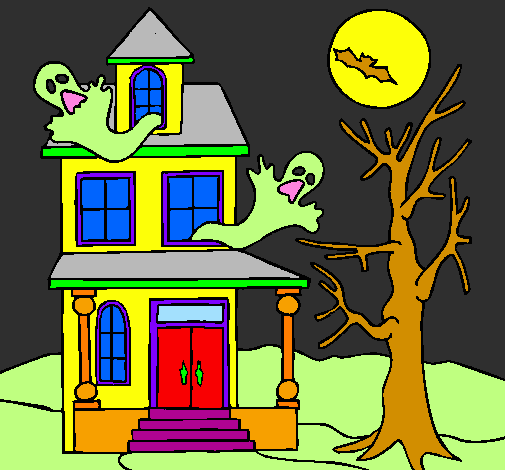 Coloring page Ghost house painted by Leong Shi Ting