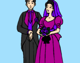 Coloring page The bride and groom III painted bycamilleleys