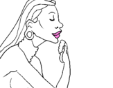 Coloring page Woman protecting her skin painted bytiziana