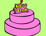 Coloring page New year cake painted bytiziana