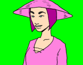 Coloring page Chinese woman painted bytiziana