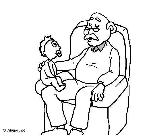 Coloring page Grandfather and grandchild painted bytiziana