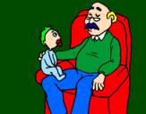 Coloring page Grandfather and grandchild painted bytiziana