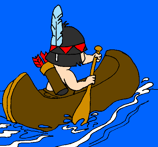 Coloring page Indian paddling painted bygrilo