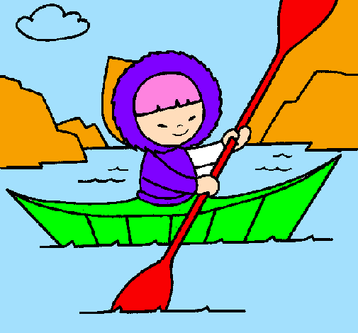 Coloring page Eskimo canoe painted bytiziana