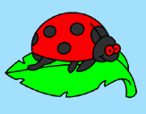 Coloring page Ladybird on a leaf painted bymaria 