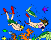 Coloring page Divers painted byTrevor-Francis