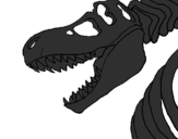 Coloring page Tyrannosaurus Rex skeleton painted byL.G
