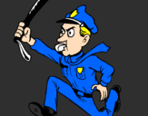 Coloring page Police officer running painted byOBED