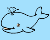 Coloring page Whale shooting out water painted byghost