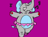 Coloring page Elephant wearing tutu painted byTrevor-Francis