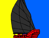 Coloring page Sailing boat painted byL.G