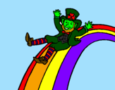 Coloring page Leprechaun on a rainbow painted byjerome l.