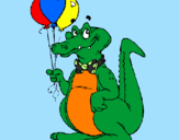 Coloring page Crocodile with balloons painted byangah