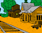 Coloring page Train station painted byOld West