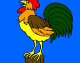 Coloring page Cock singing painted byL.G