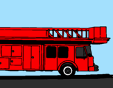 Coloring page Fire engine with ladder painted byL.G