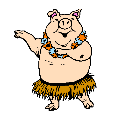 Coloring page Hawaiian pig painted bycara