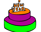 Coloring page New year cake painted byDARO