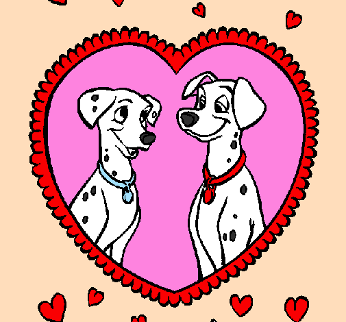 Coloring page Dalmatians in love painted byDANIELA