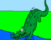 Coloring page Alligator entering water painted byangah