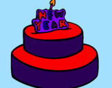 Coloring page New year cake painted bycamilleleys