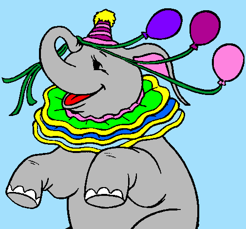 Coloring page Elephant with 3 balloons painted bySthefany Victória