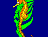 Coloring page Oriental sea horse painted bysantos y iker