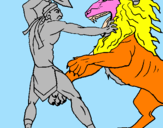 Coloring page Gladiator versus a lion painted bykvkbojk¡kk çç´h`j´hlgoeyb