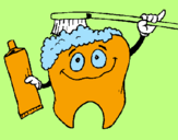 Coloring page Tooth cleaning itself painted bylia