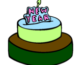 Coloring page New year cake painted byALONDRA