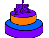 Coloring page New year cake painted byAINOA