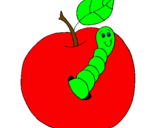 Coloring page Apple with worm painted bybaiey