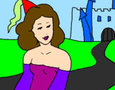 Coloring page Princess and castle painted byevie,hayley