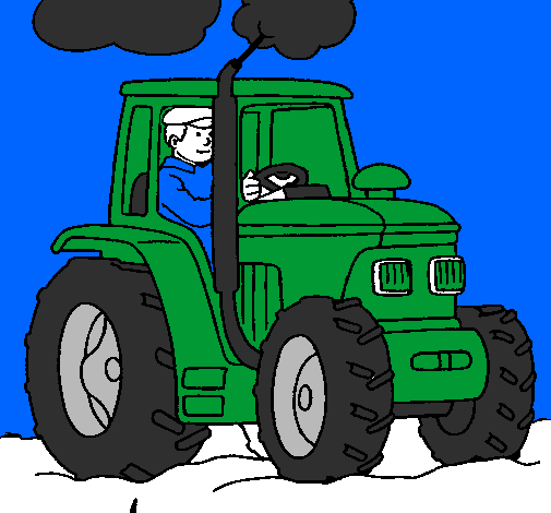 Coloring page Tractor working painted byluis