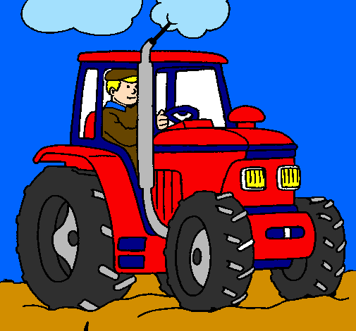 Coloring page Tractor working painted bysantiago