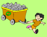 Coloring page Little boy recycling painted byEvon Leong  Shi Ting 