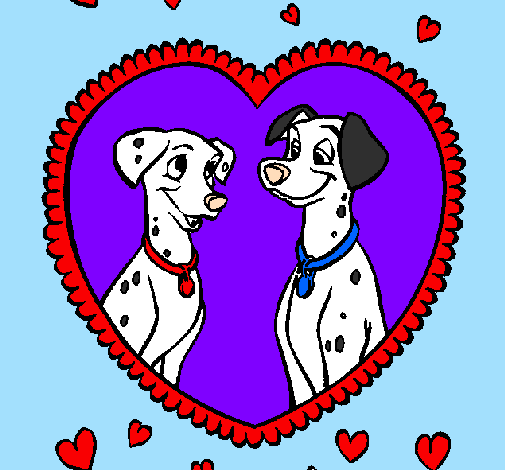 Coloring page Dalmatians in love painted byAlejandra