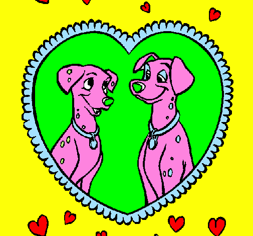 Coloring page Dalmatians in love painted byisabella