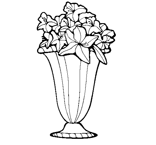 Coloring page Vase of flowers painted bya