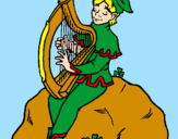 Coloring page Elf playing the harp painted byEllie