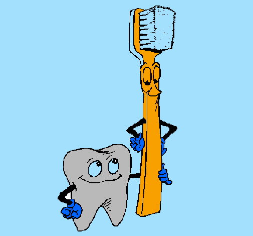 Coloring page Tooth and toothbrush painted byjoe
