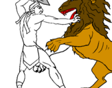 Coloring page Gladiator versus a lion painted byETHAN