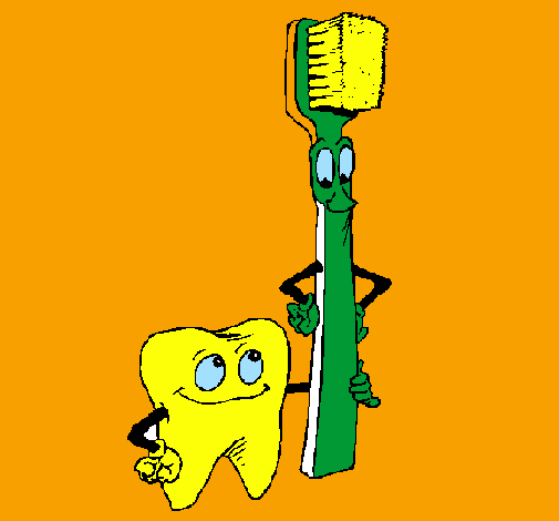 Coloring page Tooth and toothbrush painted byelle franck 1