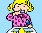 Coloring page Little girl brushing her teeth painted byASHLEY J.