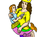 Coloring page Mother mermaid painted bylaia ballester