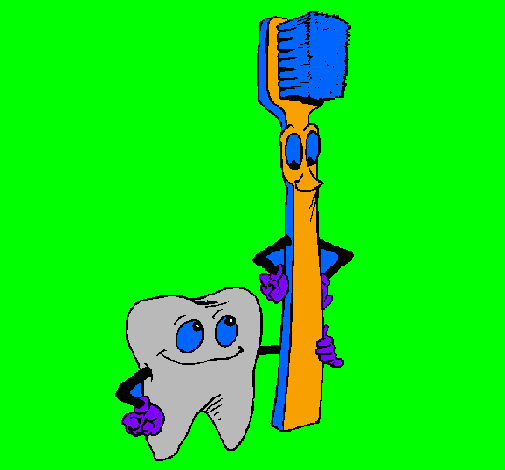 Coloring page Tooth and toothbrush painted byeliyahu